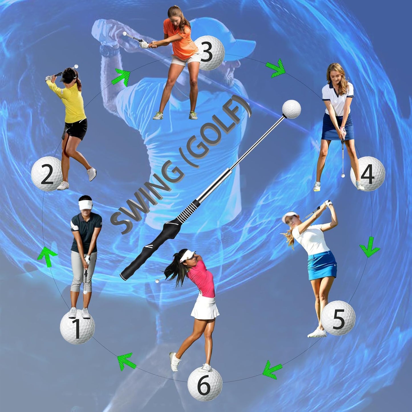 Retractable Golf Swing Trainer - Right-Handed Grip & Swing Aid for Warm-Up, Indoor Practice, Strength & Tempo Training - Ideal Golf Accessories for Chipping and Hitting