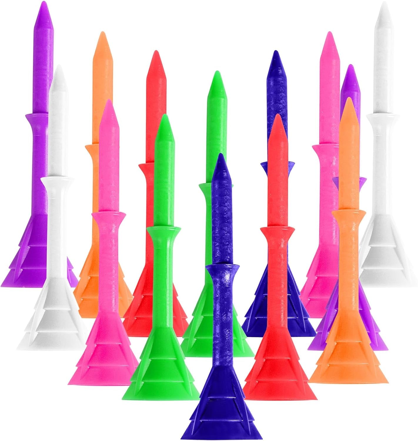 Golf Tees Plastic 3 1/4 Inch Upgrade Unbreakable Bulk 30 Pack Reduce Friction Side Spin Durable Stable 83 Mm Long Tee for Golfer Practice