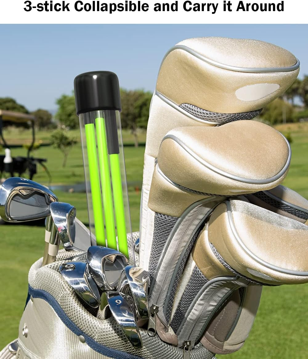 Golf Alignment Sticks - Collapsible Golf Practice Rods for Aiming, Putting, Full Swing Trainer, Posture Corrector with Clear Tube Case, Portable Golf Training Equipment
