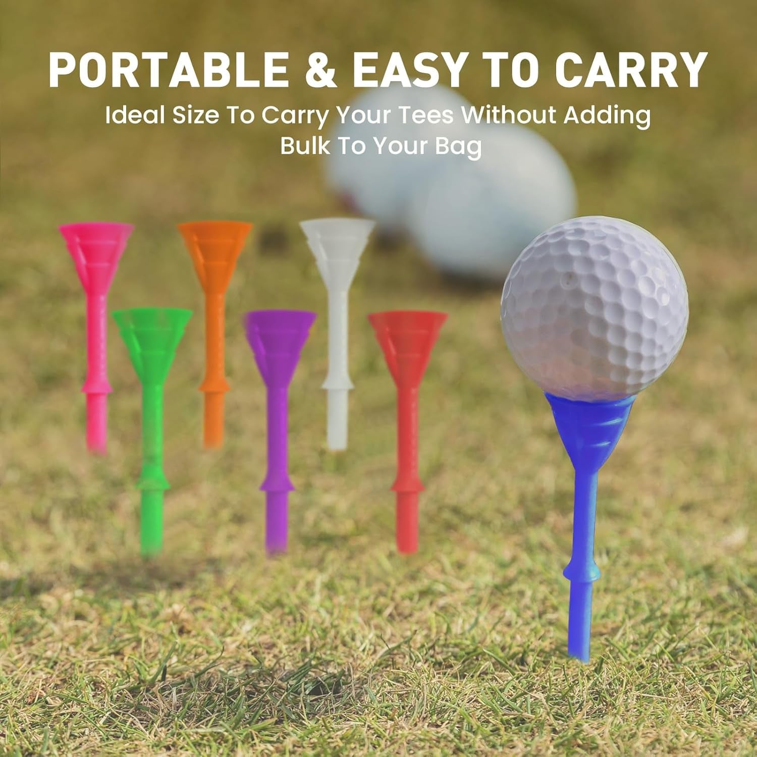 Golf Tees Plastic 3 1/4 Inch Upgrade Unbreakable Bulk 30 Pack Reduce Friction Side Spin Durable Stable 83 Mm Long Tee for Golfer Practice