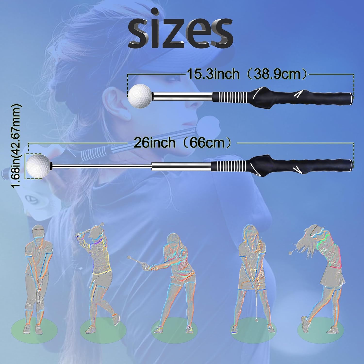 Retractable Golf Swing Trainer - Right-Handed Grip & Swing Aid for Warm-Up, Indoor Practice, Strength & Tempo Training - Ideal Golf Accessories for Chipping and Hitting