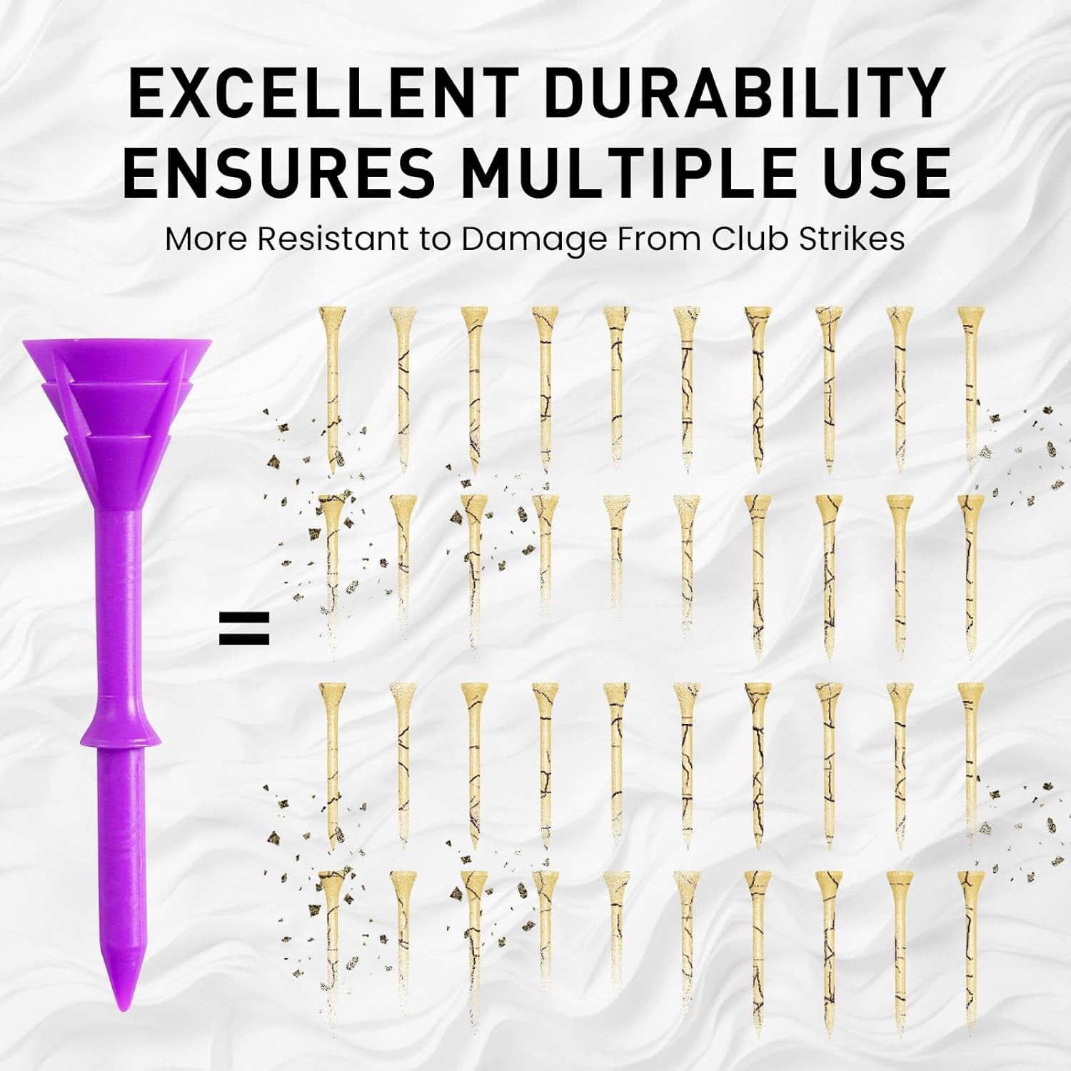 Golf Tees Plastic 3 1/4 Inch Upgrade Unbreakable Bulk 30 Pack Reduce Friction Side Spin Durable Stable 83 Mm Long Tee for Golfer Practice