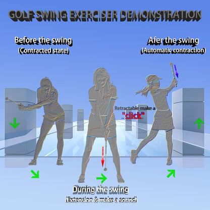Retractable Golf Swing Trainer - Right-Handed Grip & Swing Aid for Warm-Up, Indoor Practice, Strength & Tempo Training - Ideal Golf Accessories for Chipping and Hitting