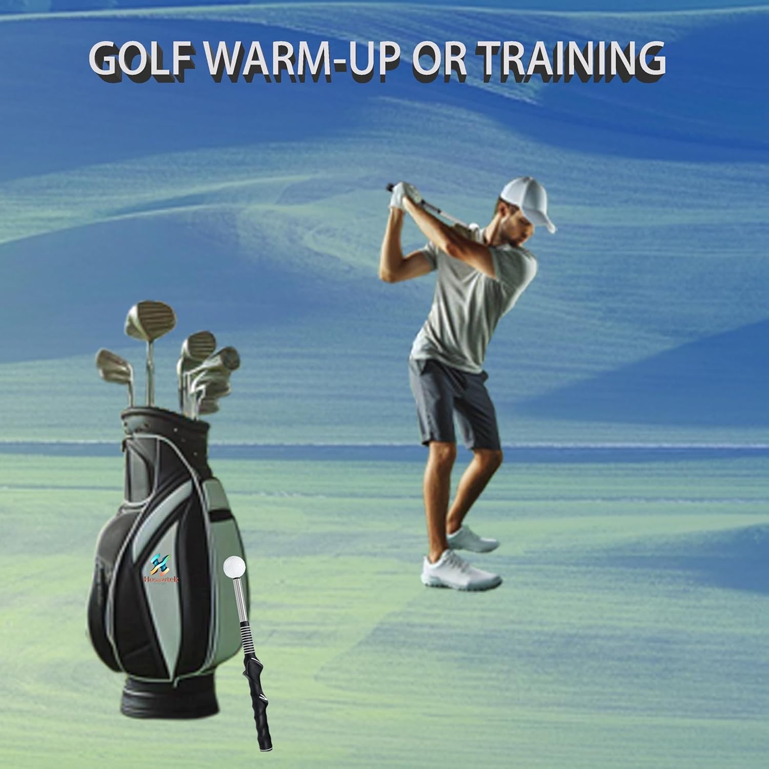 Retractable Golf Swing Trainer - Right-Handed Grip & Swing Aid for Warm-Up, Indoor Practice, Strength & Tempo Training - Ideal Golf Accessories for Chipping and Hitting