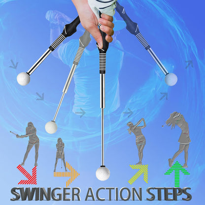 Retractable Golf Swing Trainer - Right-Handed Grip & Swing Aid for Warm-Up, Indoor Practice, Strength & Tempo Training - Ideal Golf Accessories for Chipping and Hitting