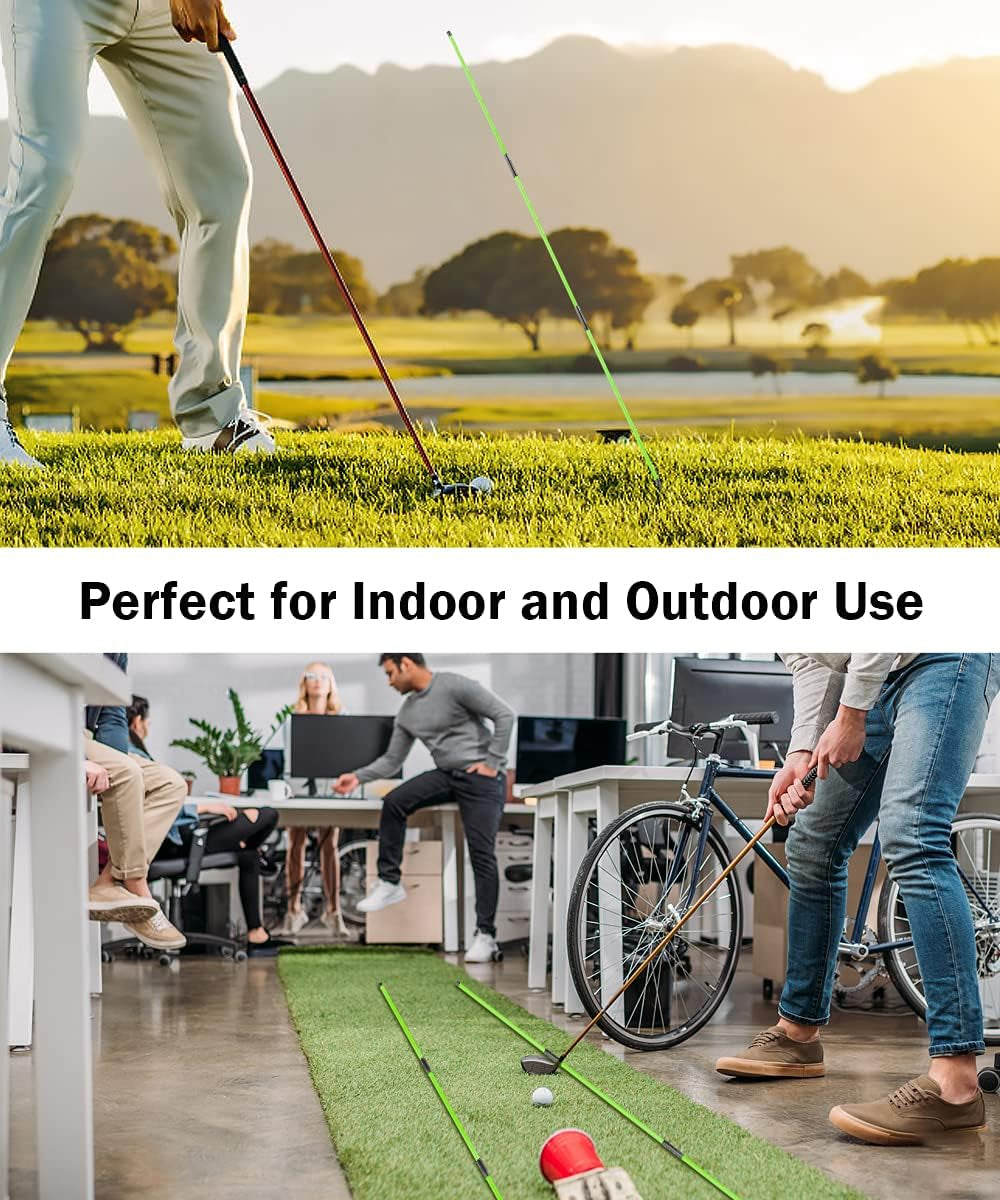 Golf Alignment Sticks - Collapsible Golf Practice Rods for Aiming, Putting, Full Swing Trainer, Posture Corrector with Clear Tube Case, Portable Golf Training Equipment