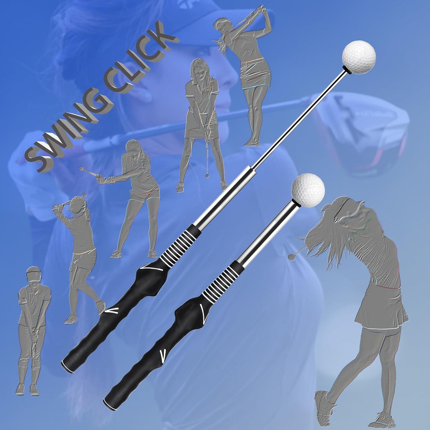 Retractable Golf Swing Trainer - Right-Handed Grip & Swing Aid for Warm-Up, Indoor Practice, Strength & Tempo Training - Ideal Golf Accessories for Chipping and Hitting